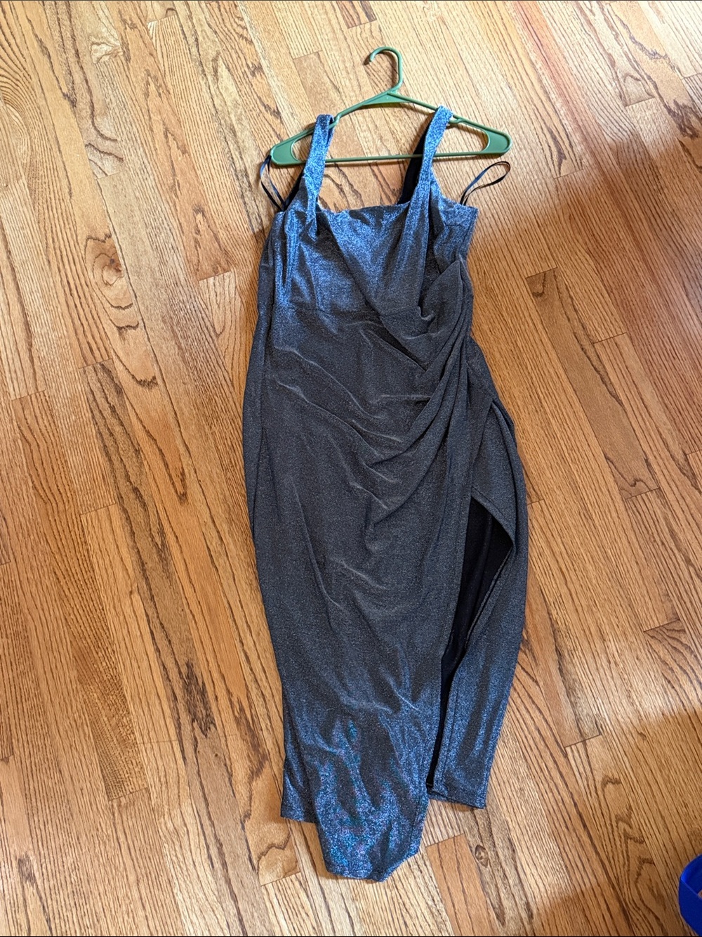 HALARA Metallic Charcoal Sleeveless Midi Dress